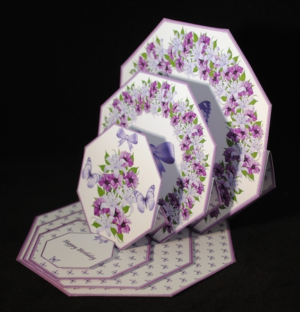 Lilies octagonal triple easel card with matching envelope. by Yvonne Middleton