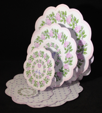 Floral scalloped triple easel card with matching envelope. by Yvonne Middleton