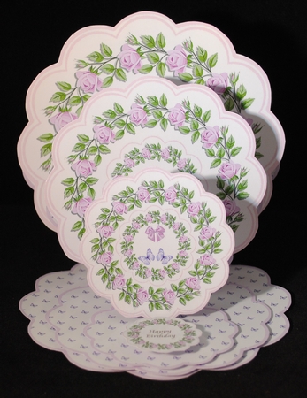 Floral scalloped triple easel card with matching envelope. by Yvonne Middleton