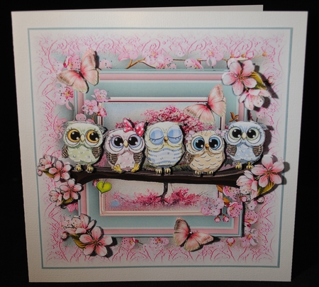Cherry Blossom Owls Card Kit by Yvonne Middleton