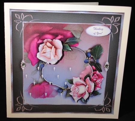 Diamond Drops & Roses Card Topper 2 by Yvonne Middleton