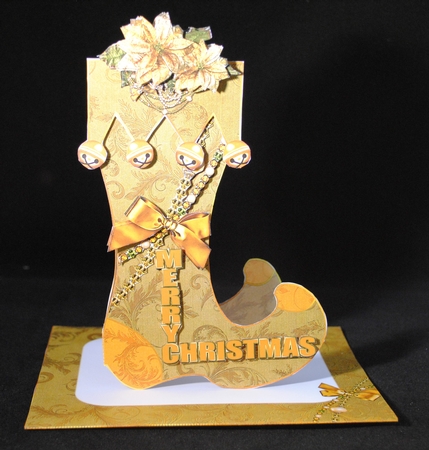 Christmas ribbon poinsetia Stocking kit and envelope by Yvonne Middleton