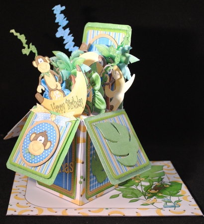 3D POP BOX CARD KIT - MONKEY BUSINESS by Yvonne Middleton