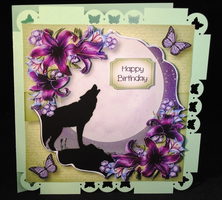 Purple Silhouette Moon - The Wolf by Yvonne Middleton