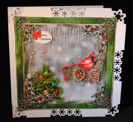 Red Cardinal of Christmas Cheer Card Topper  by Yvonne Middleton