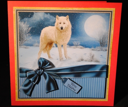 Snow Scene 8 Arctic Wolf wildlife scenic animals Christmas card Quick card by Yvonne Middleton
