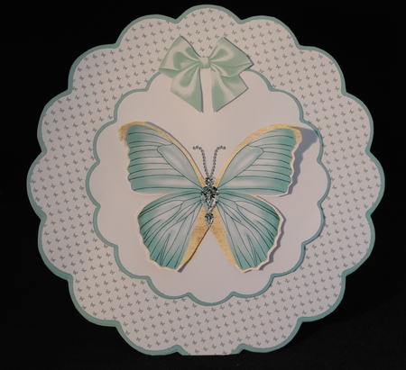 Hexagonal butterfly box and rocker card (Green) by Yvonne Middleton