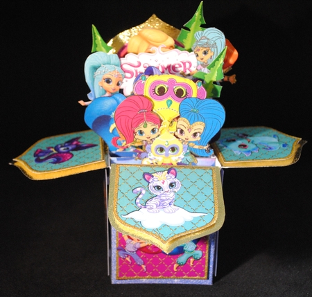 SHIMMER AND SHINE BIRTHDAY PARTY 3D POP UP BOX CARD by Yvonne Middleton