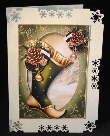 Vintage Christmas Stocking - Gold & Green by Yvonne Middleton