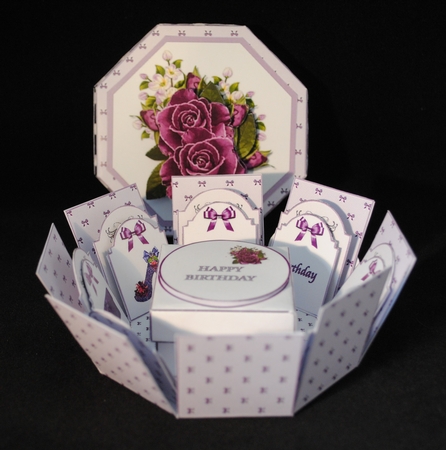 Purple roses octagonal exploding box card with gift box. - CUP897078 ...