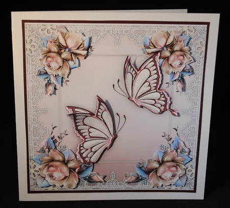 Beautiful Pink Butterflys and  Roses  by Yvonne Middleton