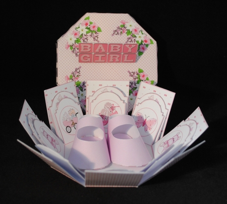 New baby girl exploding box card by Yvonne Middleton
