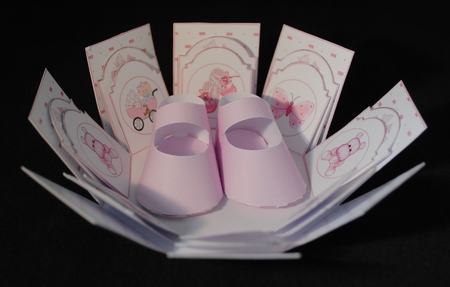 New baby girl exploding box card by Yvonne Middleton