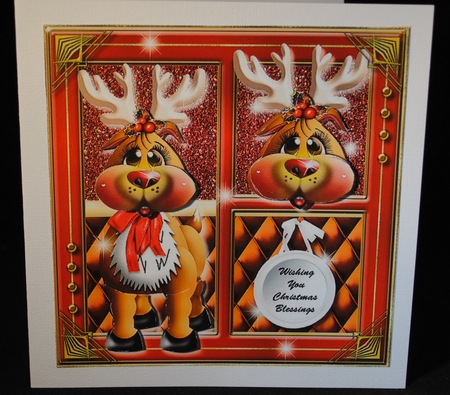 Christmas Deer Card Topper 2 by Yvonne Middleton