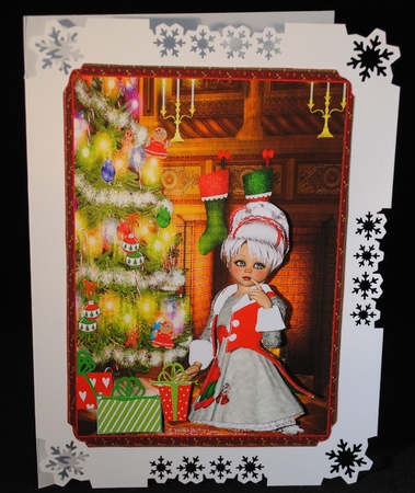 Sweet Little Christmas Morning A5 Card Front & Decoupage by Yvonne Middleton