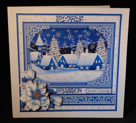 BLUE CHRISTMAS SCENES 7.8 Quick Layer Cards or Decoupage Bumper Kit by Yvonne Middleton