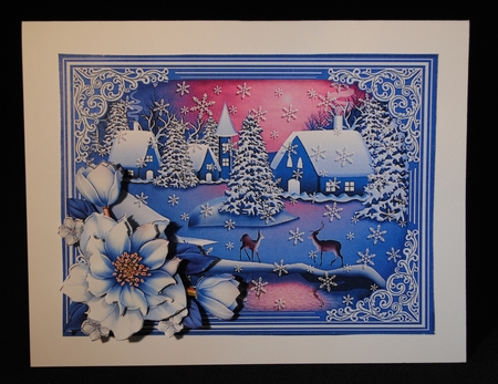 BLUE CHRISTMAS SCENES 7.8 Quick Layer Cards or Decoupage Bumper Kit by Yvonne Middleton