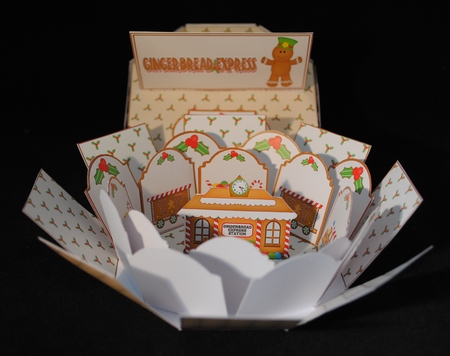 Gingerbread express exploding box card by Yvonne Middleton