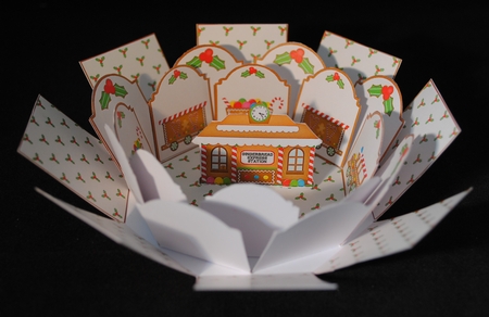 Gingerbread express exploding box card by Yvonne Middleton