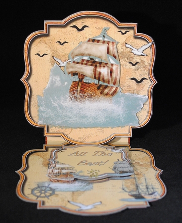 ANTIQUE SHIPS - EASEL CARD AND ENVELOPE KIT by Yvonne Middleton