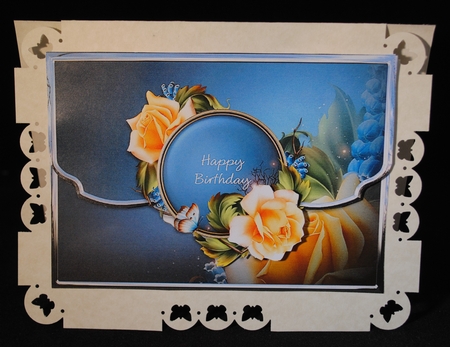 Sun Kissed Roses Scalloped Edge Faux Envelope Card Birthday by Yvonne Middleton