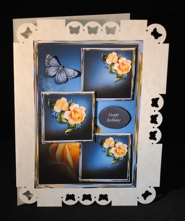 Sun Kissed Roses And Butterfly Three Square Quick Card by Yvonne Middleton