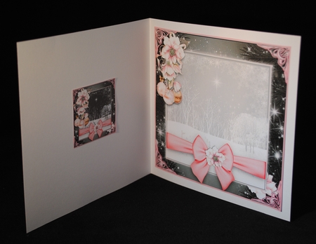 Christmas Scene Pink Poinsettia Card Kit by Yvonne Middleton