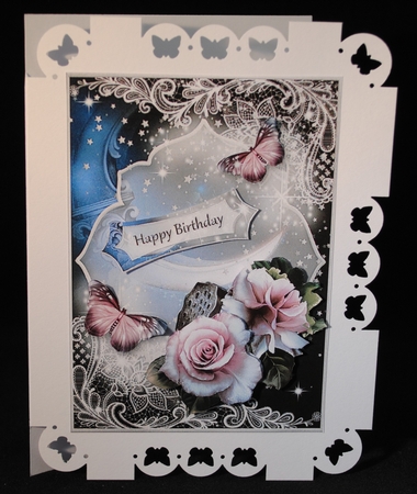 The Rose and The Butterfly under the Moonlight 5x7 by Yvonne Middleton