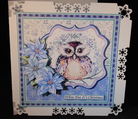 WINTER OWL & POINSETTIA 7.5 Christmas Decoupage & Insert Mini Kit by Yvonne Middleton