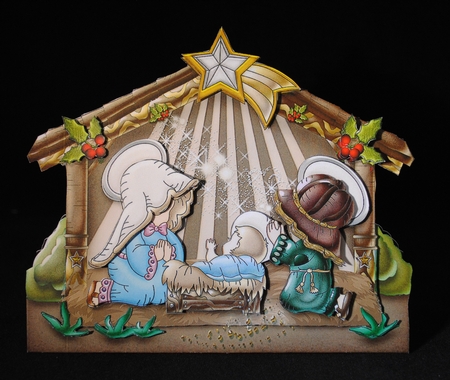 Holy Night Nativity Scene Tent Card -2 by Yvonne Middleton
