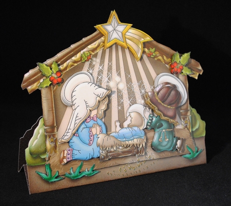 Holy Night Nativity Scene Tent Card -2 by Yvonne Middleton