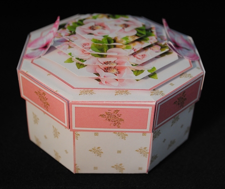 Pale pink floral exploding box card  by Yvonne Middleton