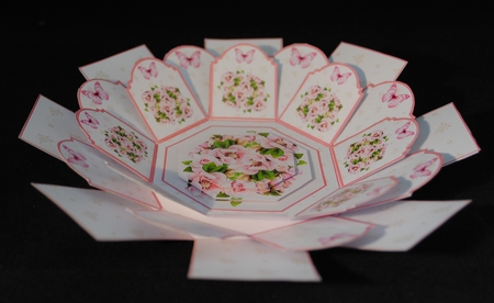 Pale pink floral exploding box card  by Yvonne Middleton