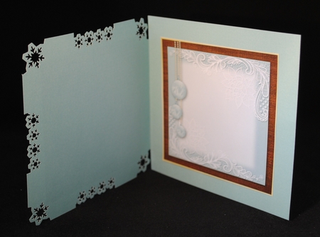 Cool Mint Christmas Window Scene Quick Card 5x5 inch by Yvonne Middleton