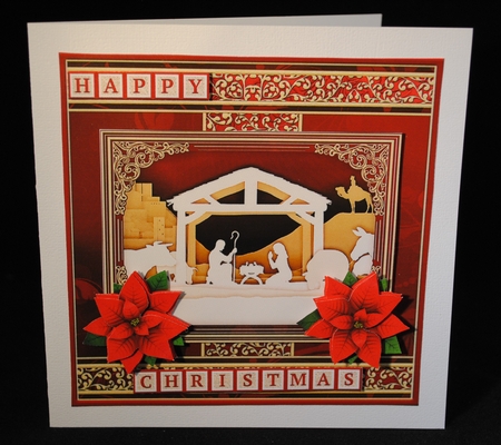 NATIVITY SILHOUETTE  RED 7.8 Quick Layer Card or Decoupage Mini Kit by Yvonne Middleton