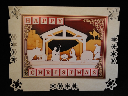 NATIVITY SILHOUETTE  RED 7.8 Quick Layer Card or Decoupage Mini Kit by Yvonne Middleton