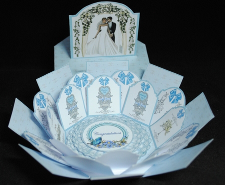 Blue wedding day exploding box card by Yvonne Middleton