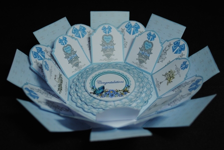 Blue wedding day exploding box card by Yvonne Middleton