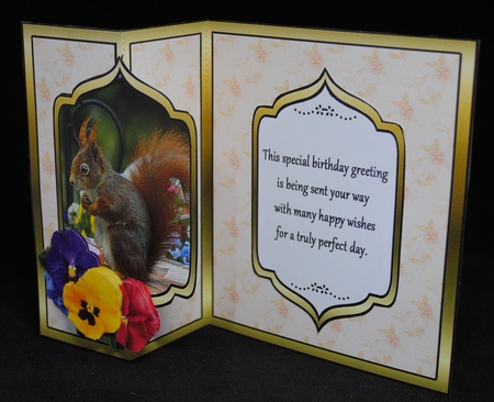 FBG Squirrel & pansies by Yvonne Middleton