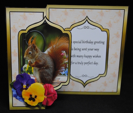 FBG Squirrel & pansies by Yvonne Middleton