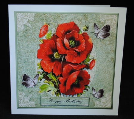 Beautiful red poppies on vintage lace  by Yvonne Middleton