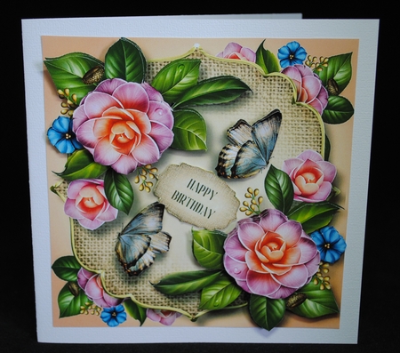 Camelias, Burlap & Butterflies by Yvonne Middleton