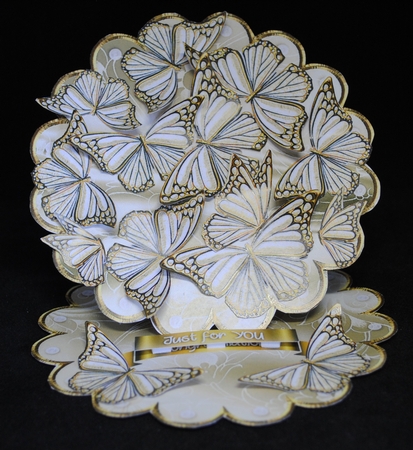 Golden Butterflies Scalloped Easel Card - Great for Weddings by Yvonne Middleton