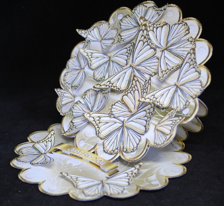 Golden Butterflies Scalloped Easel Card - Great for Weddings by Yvonne Middleton