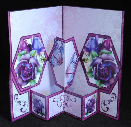 Hex Purple roses pop-out by Yvonne Middleton