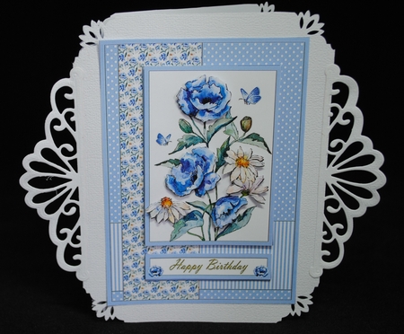 Lovely Blue Watercolor Poppies/Daisies Topper by Yvonne Middleton