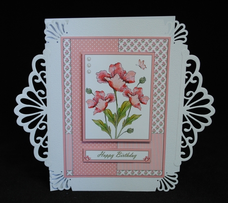 Lovely Poppies Birthday Topper (pink) by Yvonne Middleton