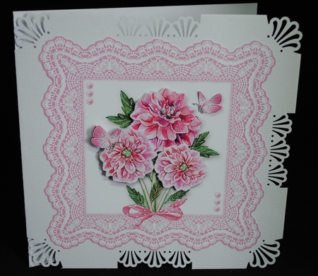 Lovely Watercolor Flowers On Lace by Yvonne Middleton