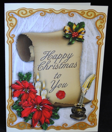 Christmas Greeting Scroll - Poinsettia by Yvonne Middleton