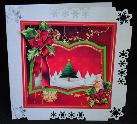 Christmas tree, holly and robin by Yvonne Middleton